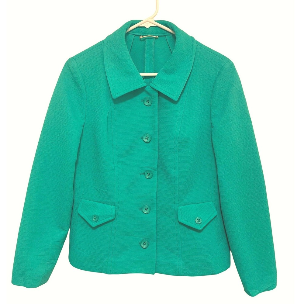 Vintage Eastex Textured Blazer Small Jade Teal Made in England 1970s EUC